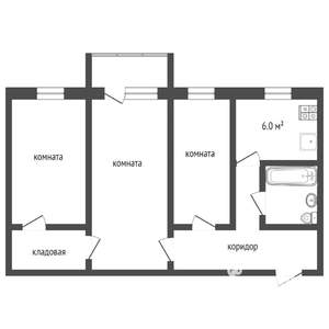 3-к квартира, вторичка, 56м2, 4/14 этаж