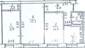 3-к квартира, вторичка, 56м2, 1/5 этаж