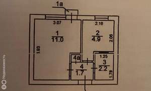 1-к квартира, вторичка, 21м2, 5/9 этаж