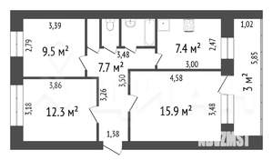 3-к квартира, вторичка, 62м2, 4/5 этаж