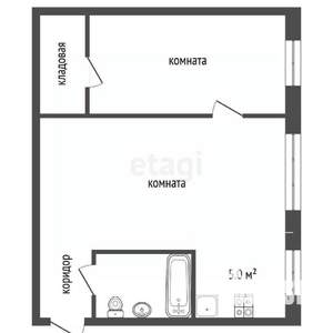 1-к квартира, вторичка, 43м2, 1/4 этаж
