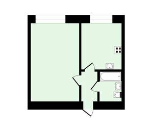 1-к квартира, вторичка, 27м2, 2/2 этаж