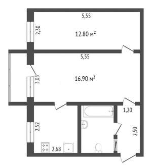 2-к квартира, вторичка, 44м2, 6/9 этаж