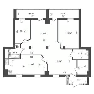 3-к квартира, вторичка, 122м2, 1/5 этаж